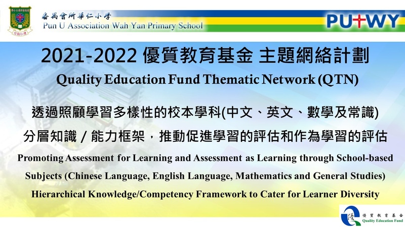 QEF Thematic Network on “Promoting Assessment for Learning and Assessment as Learning through School-based Subjects Hierarchical Knowledge/Competency Framework to Cater for Learner Diversity” (2021/22)